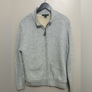 Mark Law Grey Knit Sherpa Lined Long Sleeve comfy jacket sweater Size L